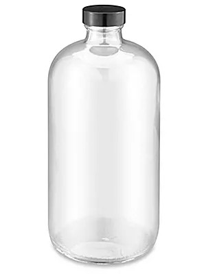 Round Glass Bottles-Clear-32 oz