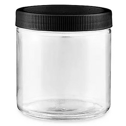 Glass Jars-Clear-16 oz-Black Plastic Cap