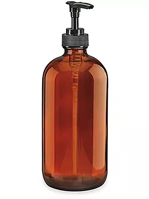 Glass Pump Bottles-Amber-16 oz